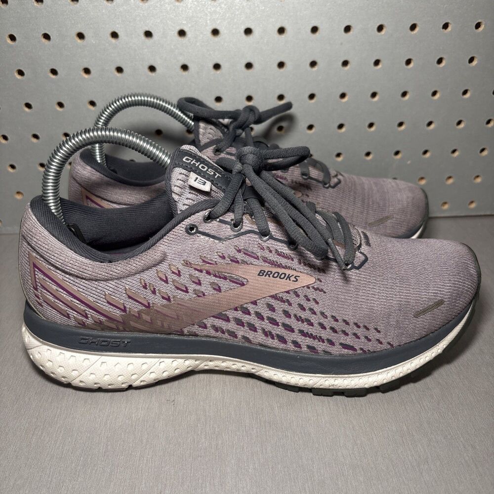 Brooks Ghost 13 Shoes Womens Size 8.5 Purple Gray Running Sneakers Athletic